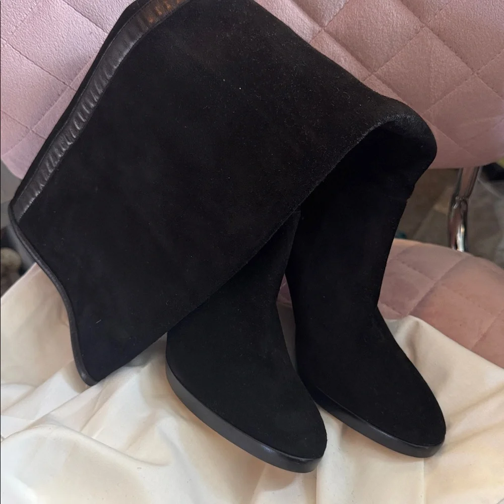 *NEW* LORO PIANA TOWER BRIDGE BLACK SUEDE LEATHER TALL BOOT - Picture 4 of 12